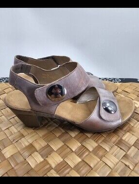Rieker Taupe Leather Heel Sandals Size 42